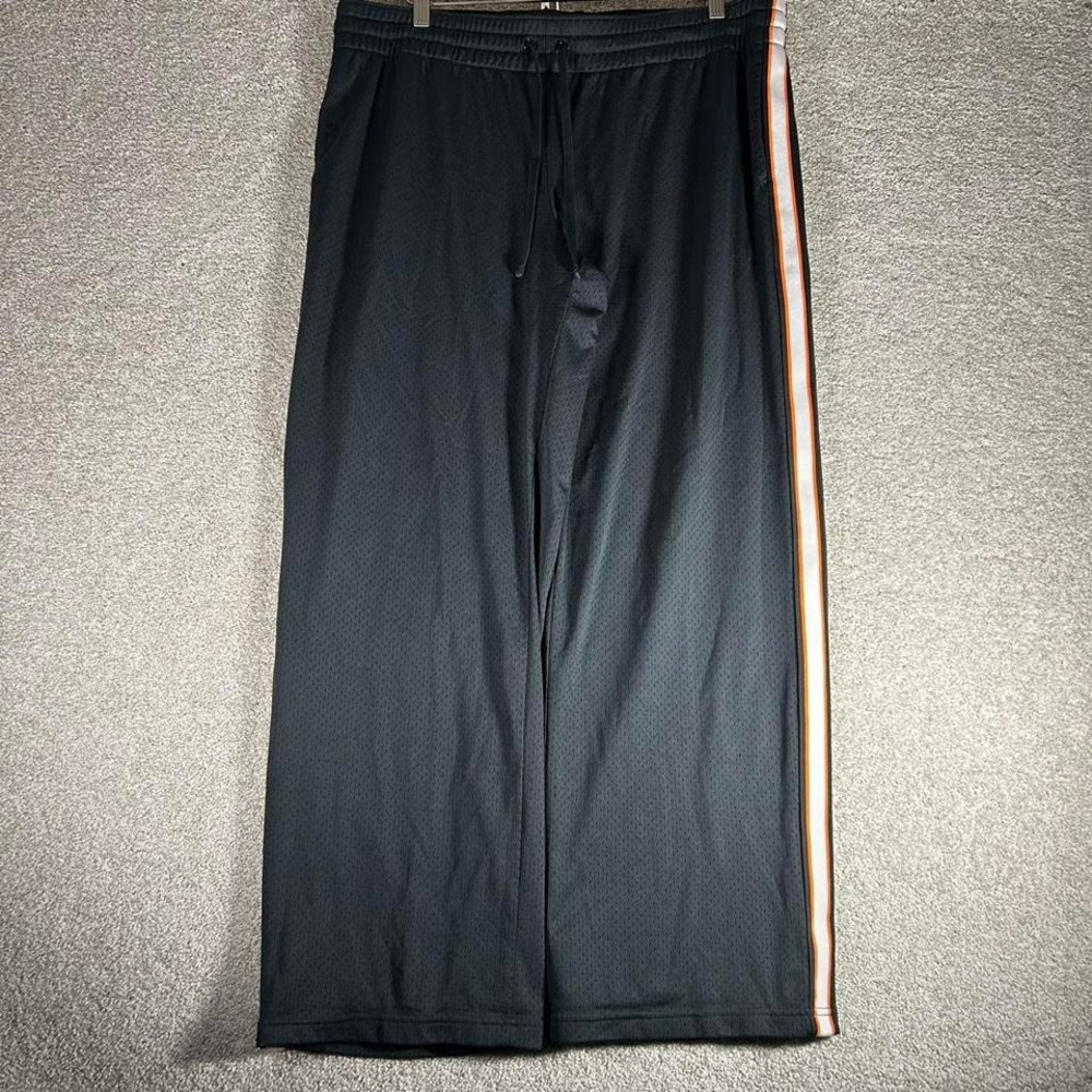 Y2K grey and orange striped baggy wide leg track pants Size 2x